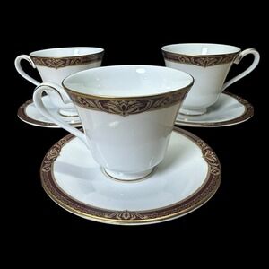 Royal Doulton TENNYSON Cups and Saucers Vintage 1996 Set Of 3